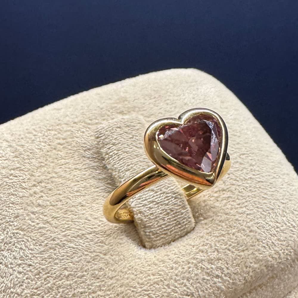 Pink lab diamond in heart shape