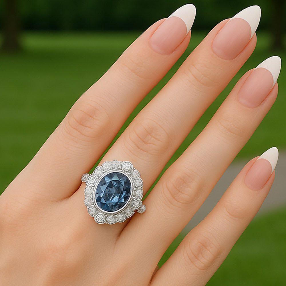 Art Deco London Blue Topaz Ring