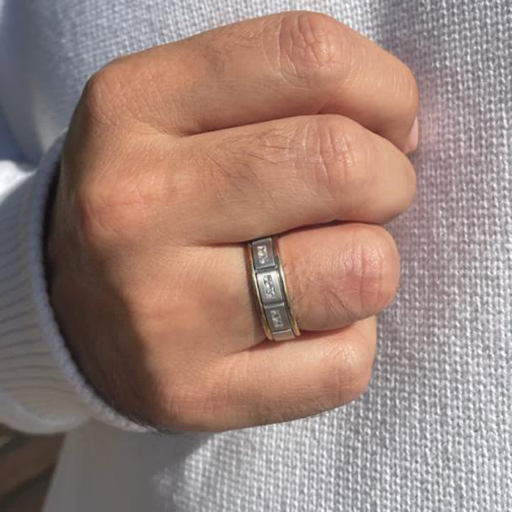 Drop set mens wedding ring 638A00