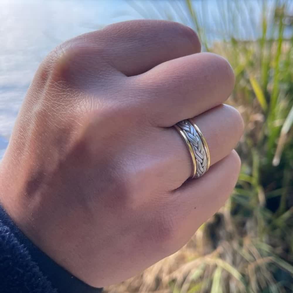 Two tone Braided Mens Ring