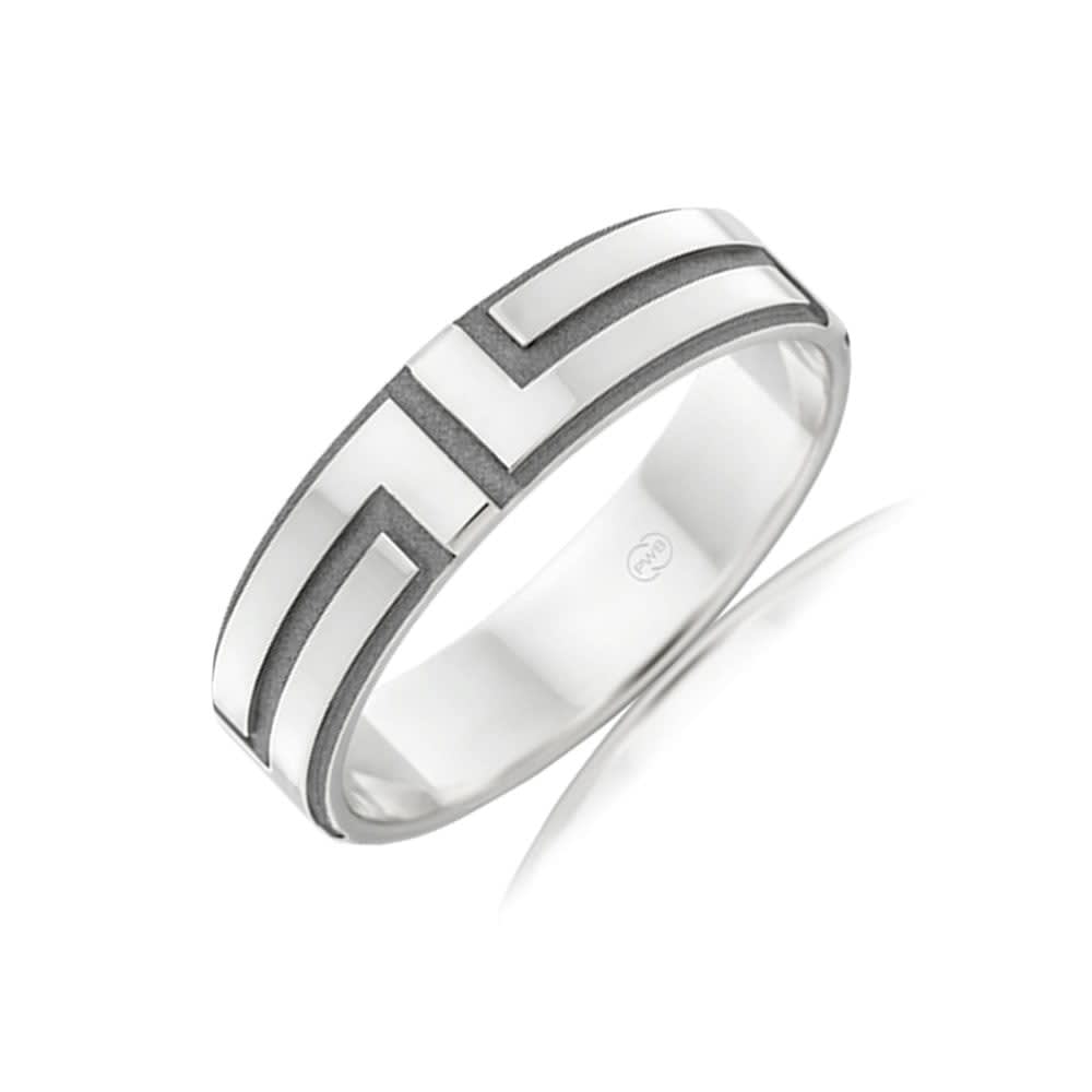 Carved mens wedding ring F2762