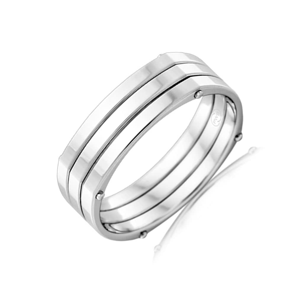 Double Grooved Mens rings J3968