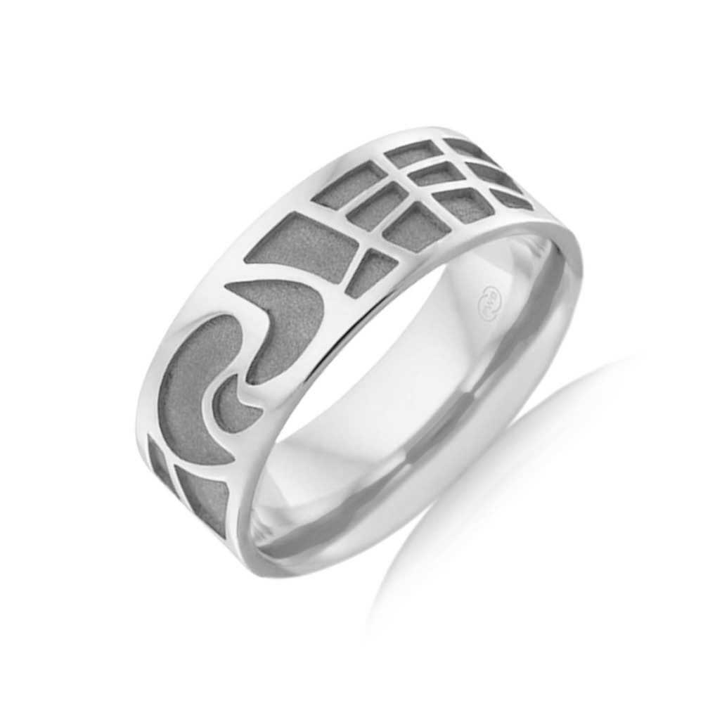 Black Rhodium Pattern mens ring J4057