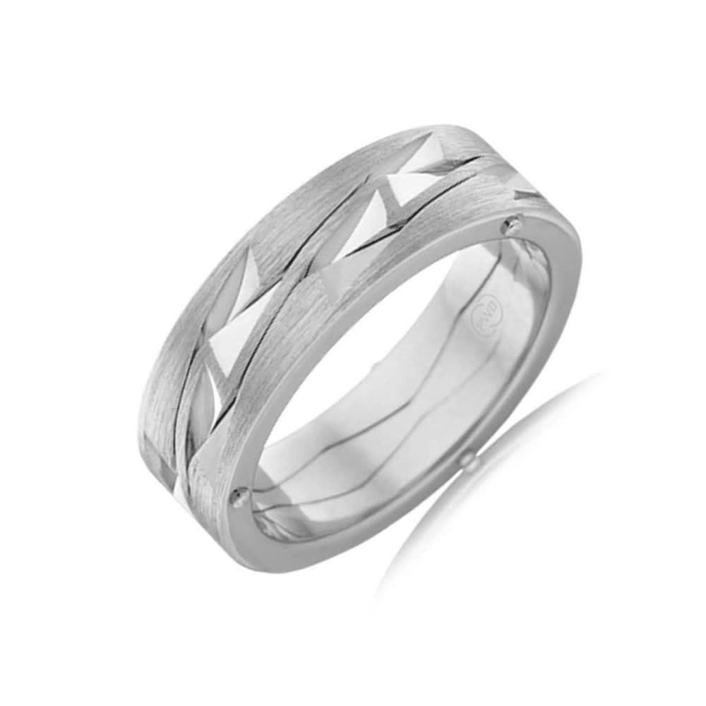 Brushed Finish Patterned Ring