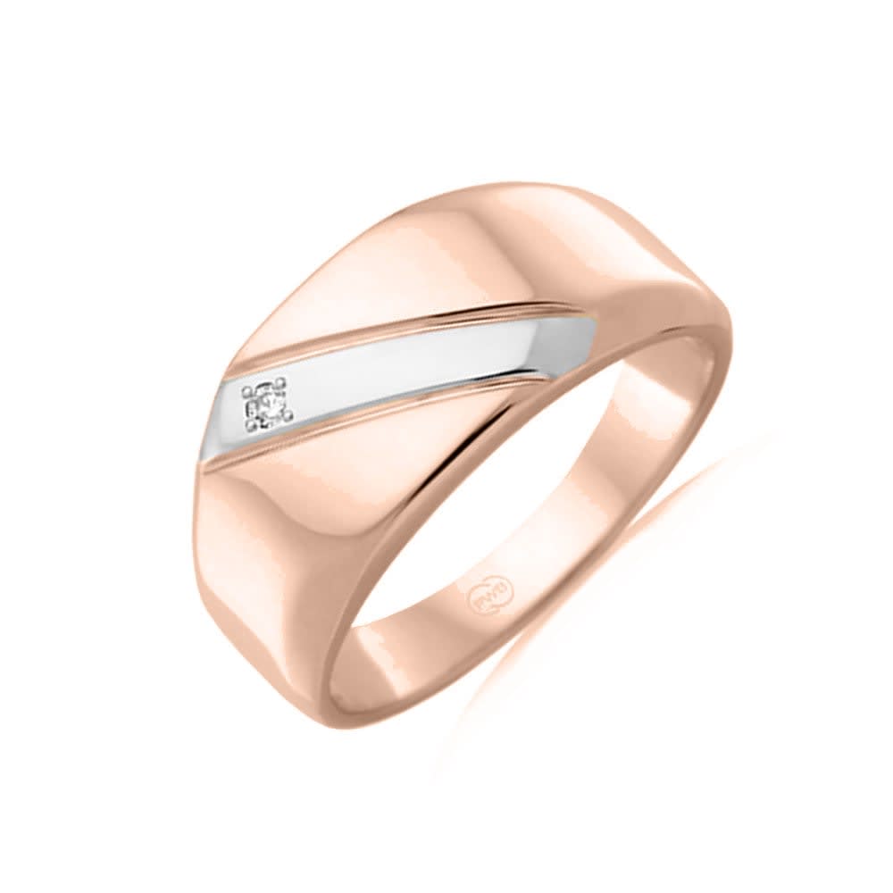 Diamond Mens Dual Tone Signet Band