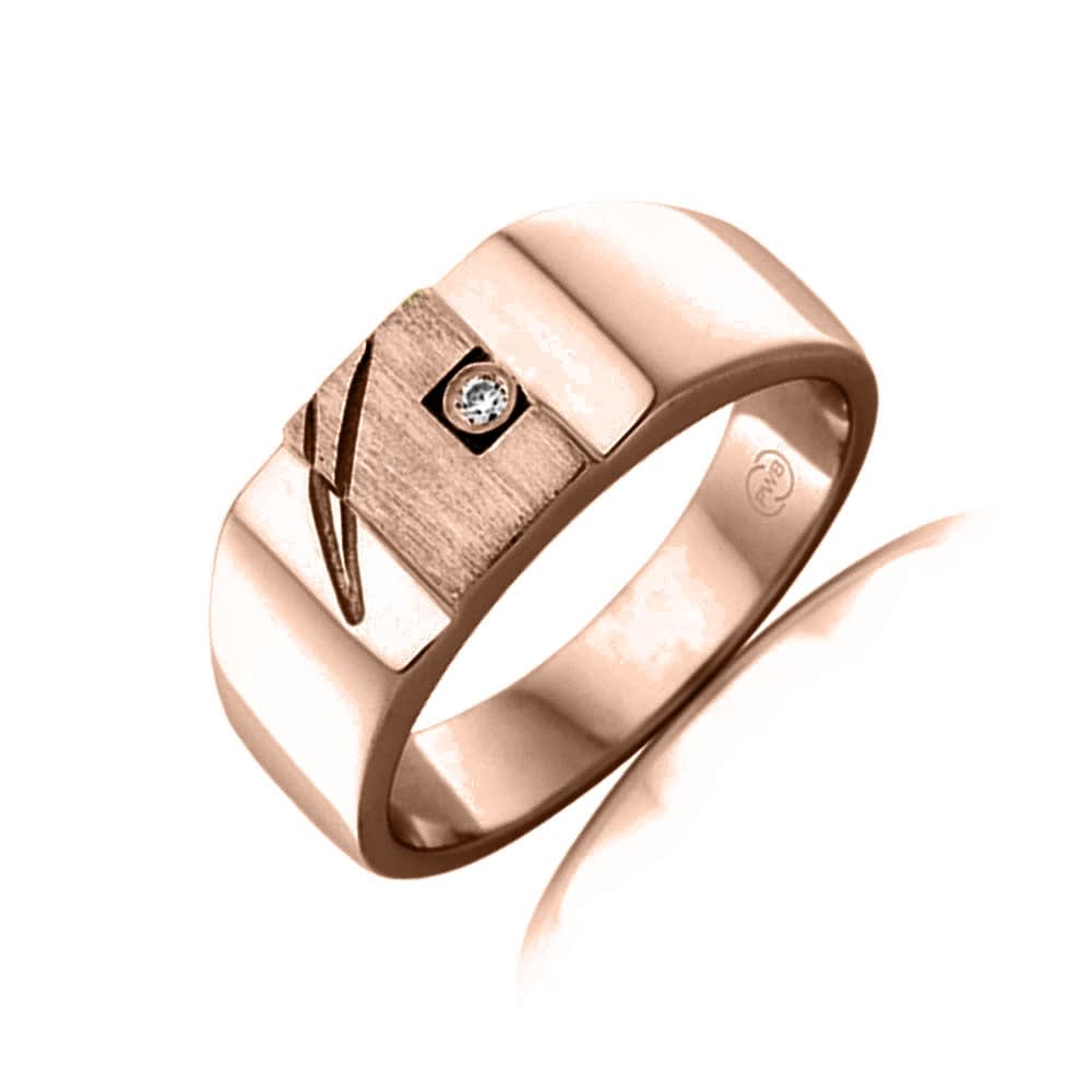 Diamond Studded Dual Tone Signet Band