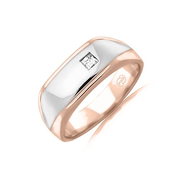 Diamond Dual Tone Mens Signet Ring