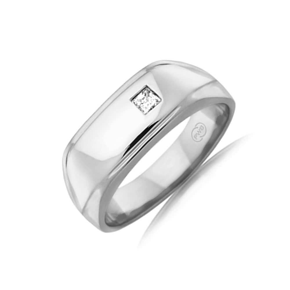 Diamond Dual Tone Mens Signet Ring