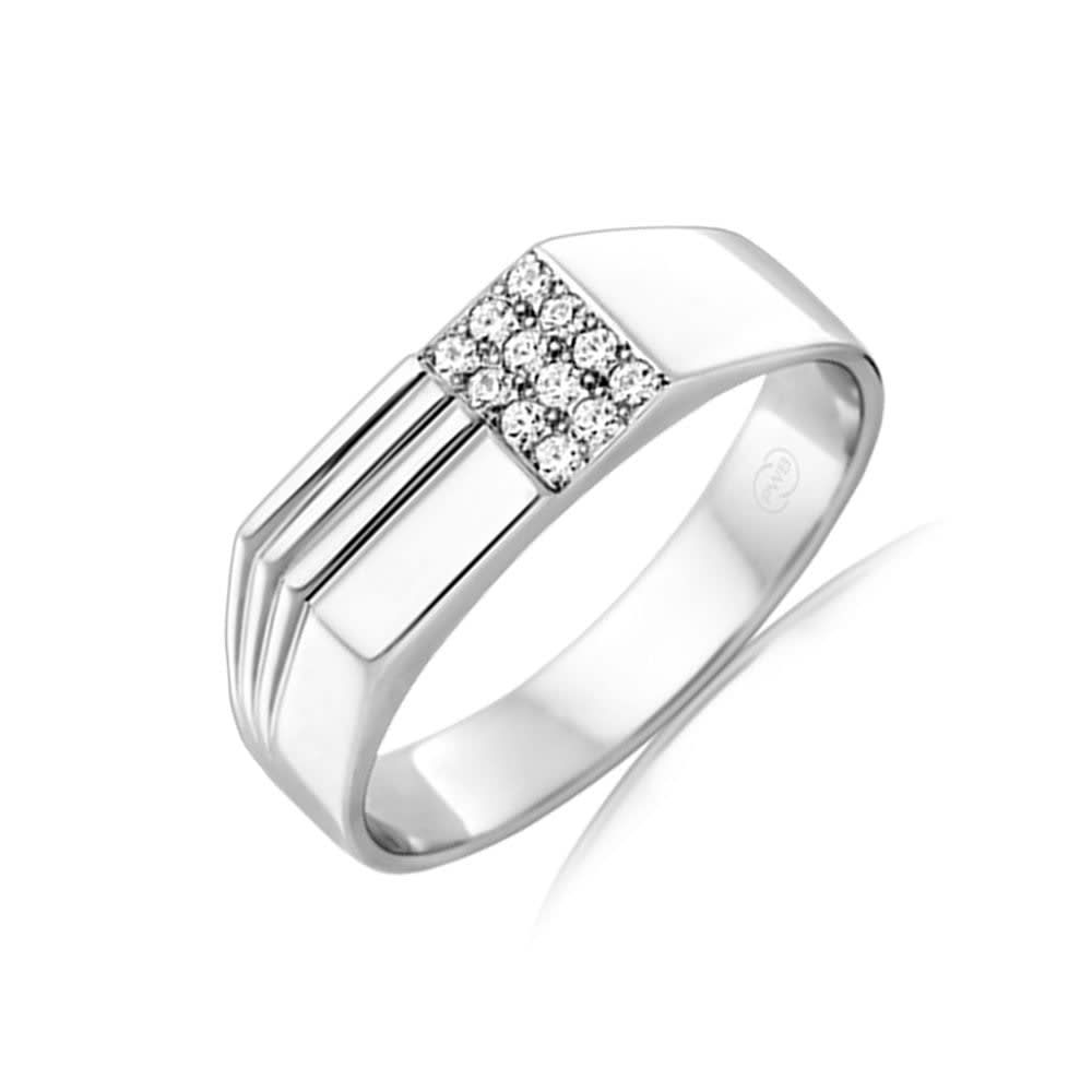 Patterned Rectangle Diamond Signet Ring