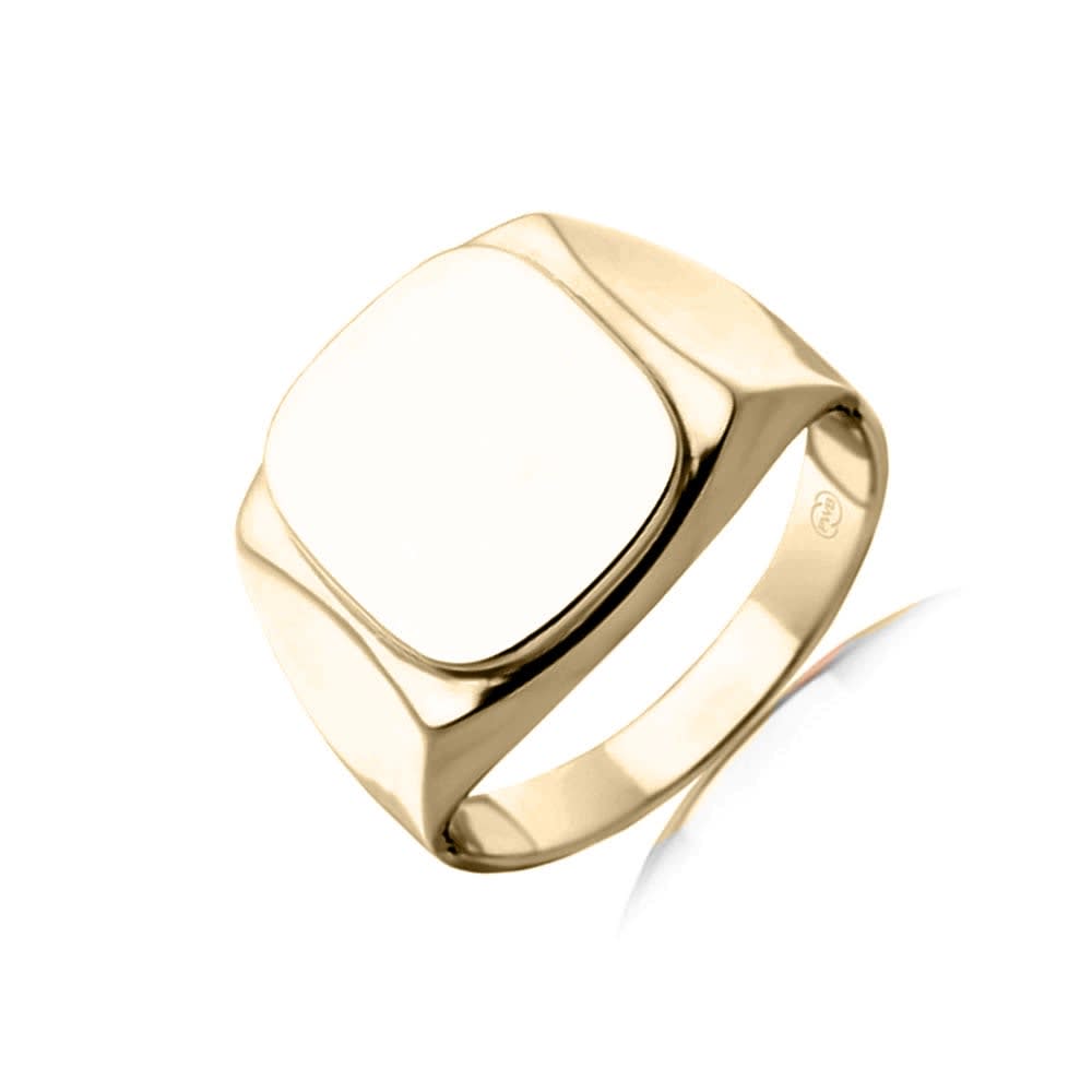 Carved Rectangle Signet Wedding Ring