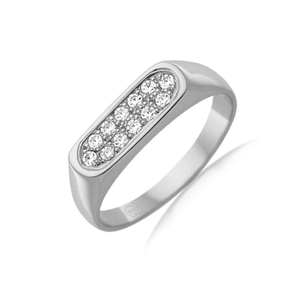Diamond Studded Rectangle Signet Ring