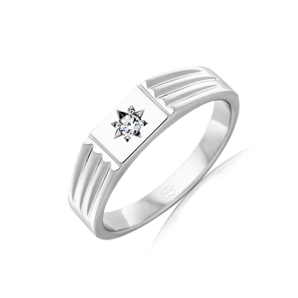 Signet Diamond Ring With Star Motif
