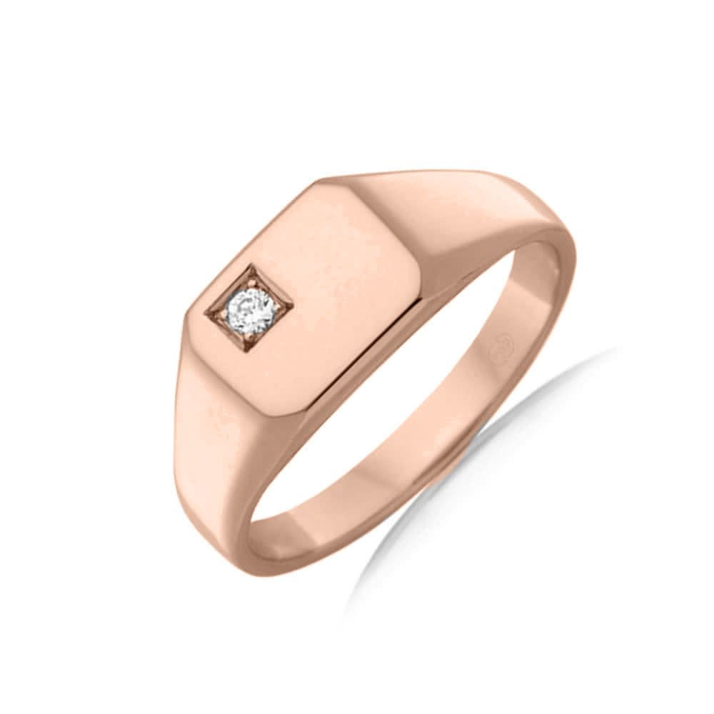 Rectangle Signet Ring With Diamond