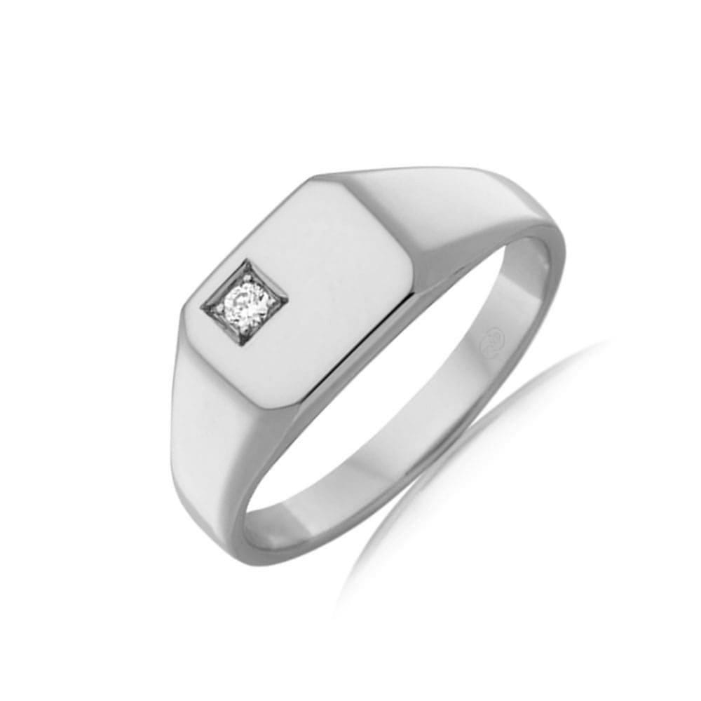 Rectangle Signet Ring With Diamond