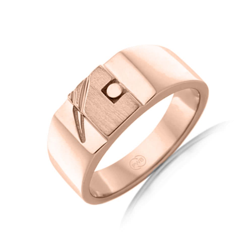 Rectangle Signet Ring With Hand Carved Pattern