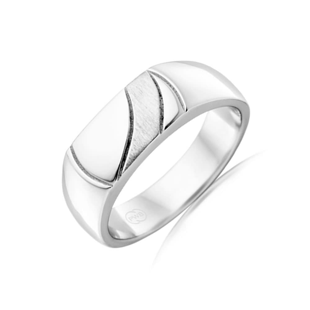 Brushed Finished Mens Rectangle Signet Band