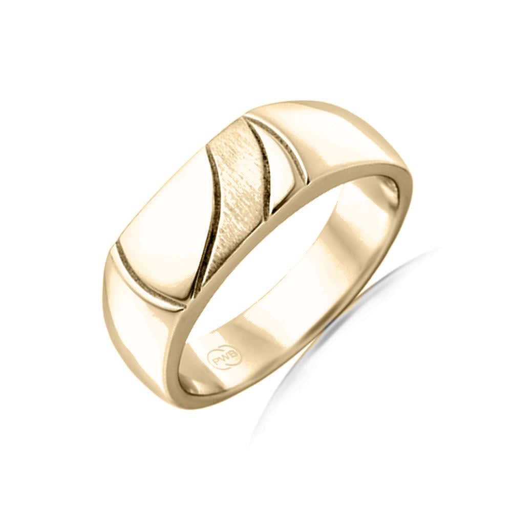 Brushed Finished Mens Rectangle Signet Band