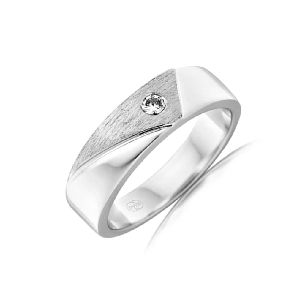 Brushed Signet Diamond Ring