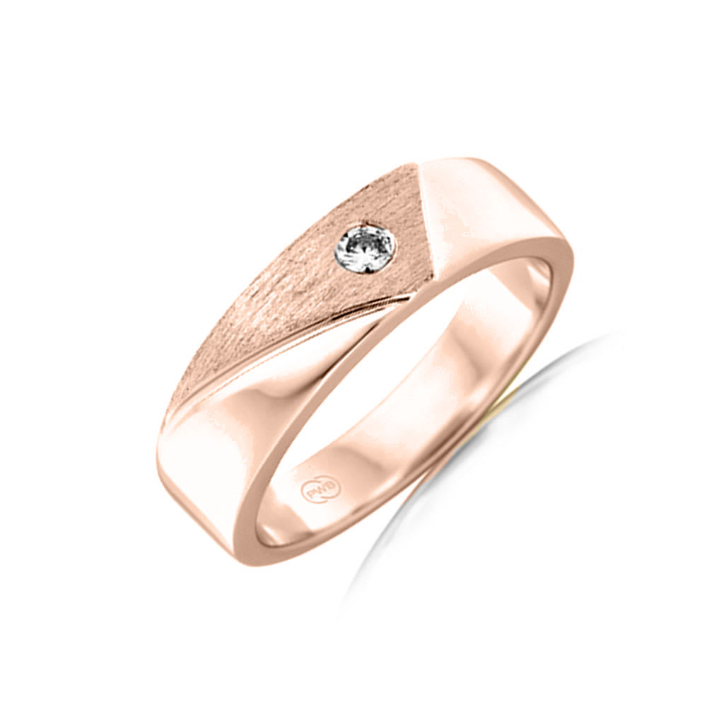 Brushed Signet Diamond Ring