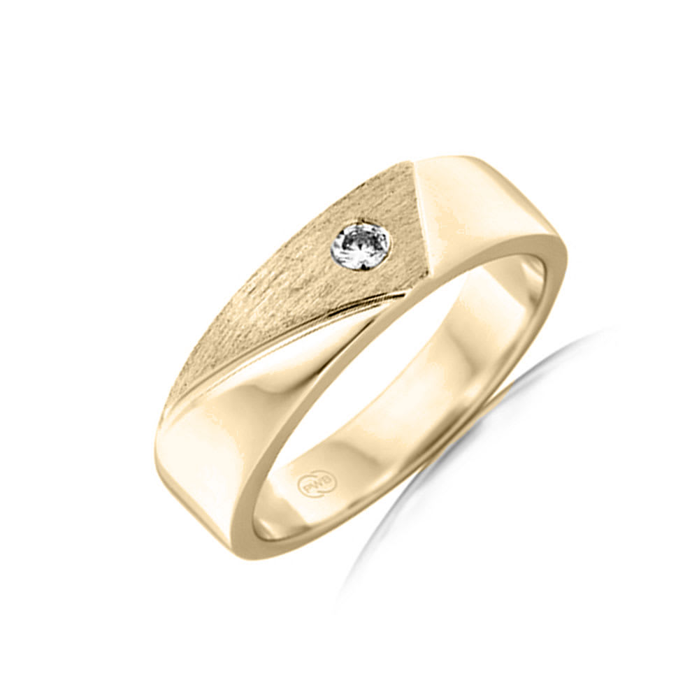 Brushed Signet Diamond Ring