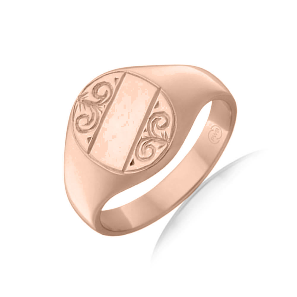Hand Carved Oval Signet Wedding Ring