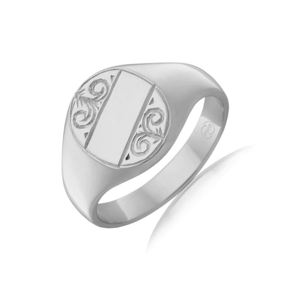 Hand Carved Oval Signet Wedding Ring