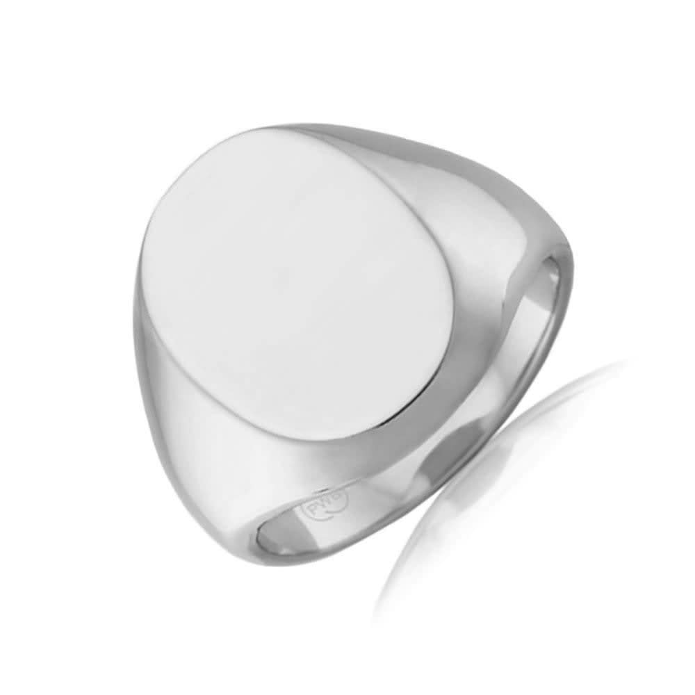 Classic Oval Signet Mens Wedding Band