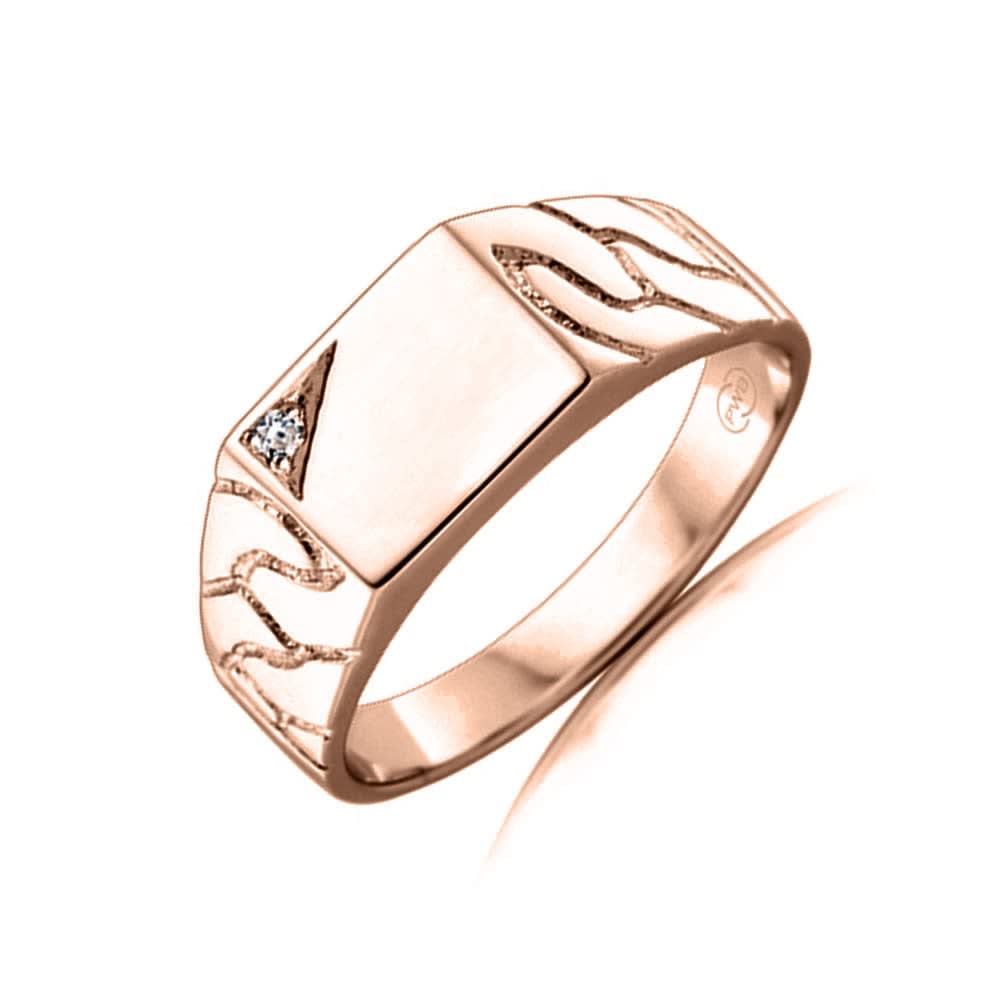 Diamond Studded Carved Signet Ring
