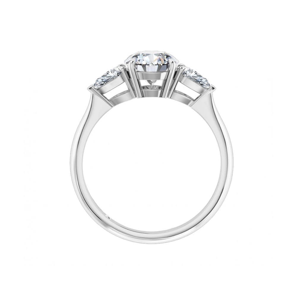 Round Diamond With side pear cut Engagement Ring