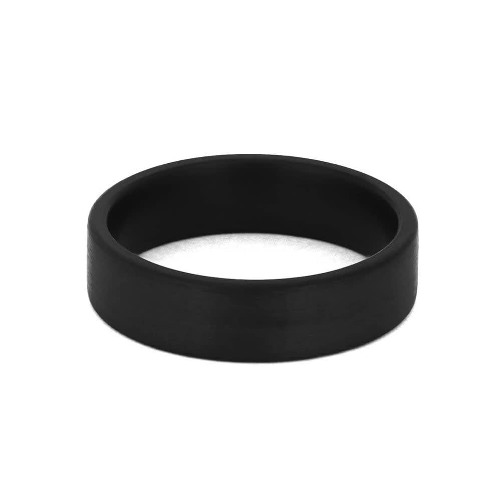 Brushed Black Zirconium Men's Ring with Flat Profile