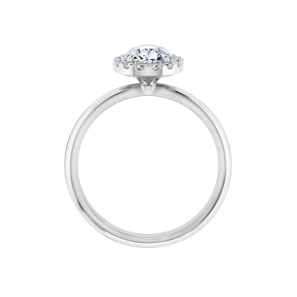 Pear diamond engagement ring with a diamond halo