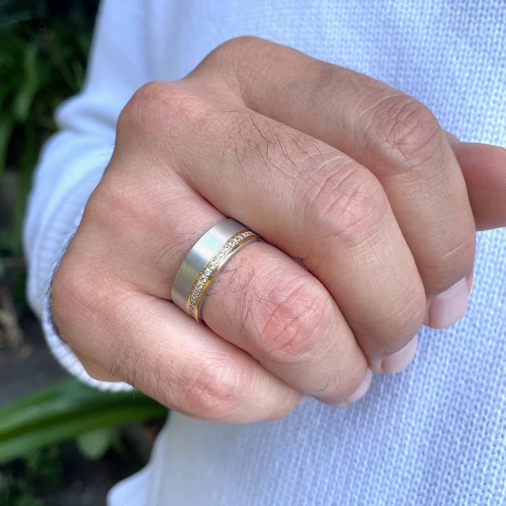 Diamond and gold mens ring