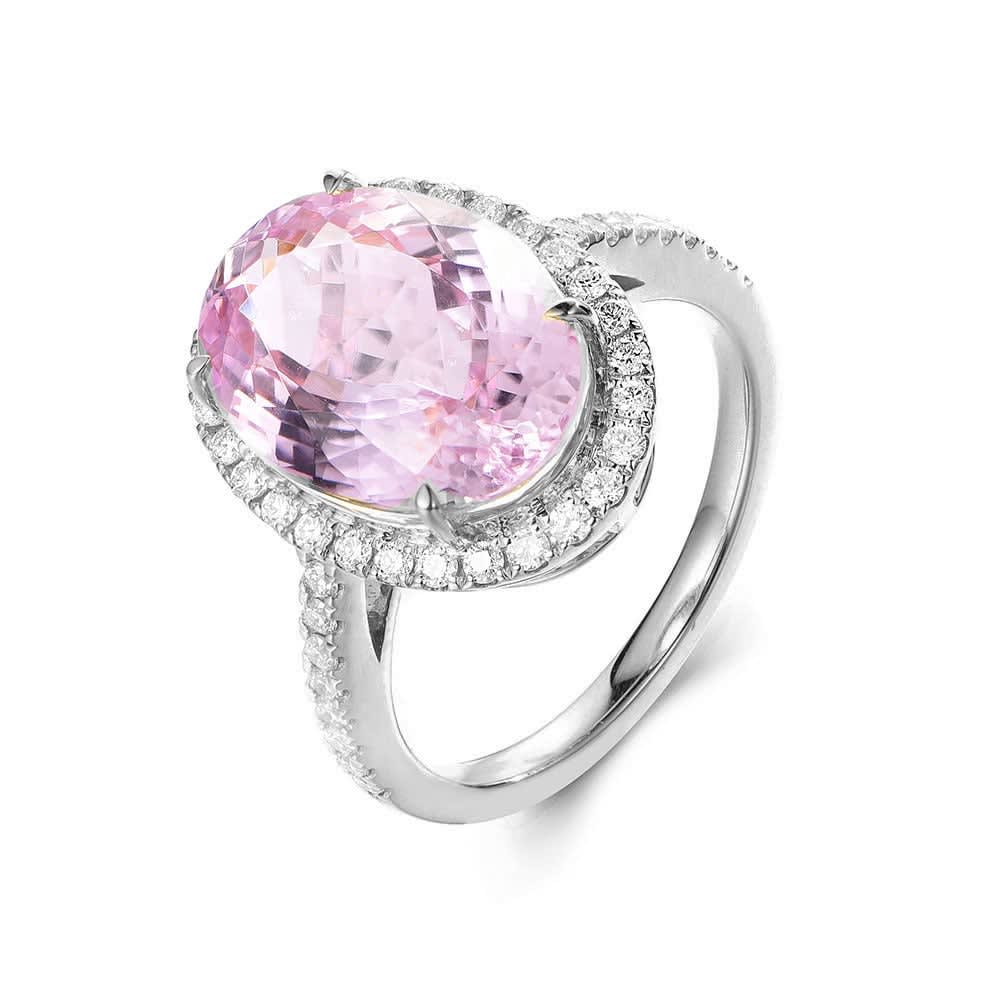 Pink Kunzite and diamond ring
