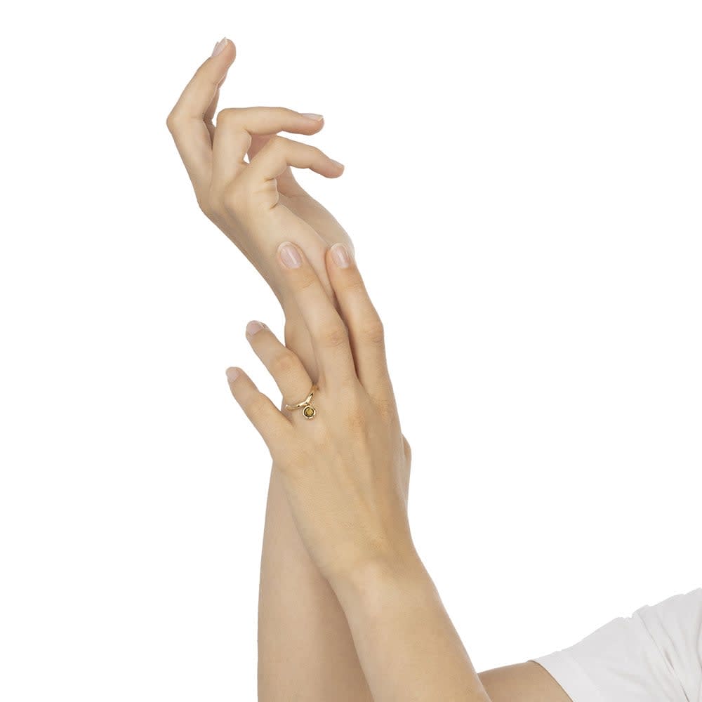 Whiskey Quartz Charm Ring