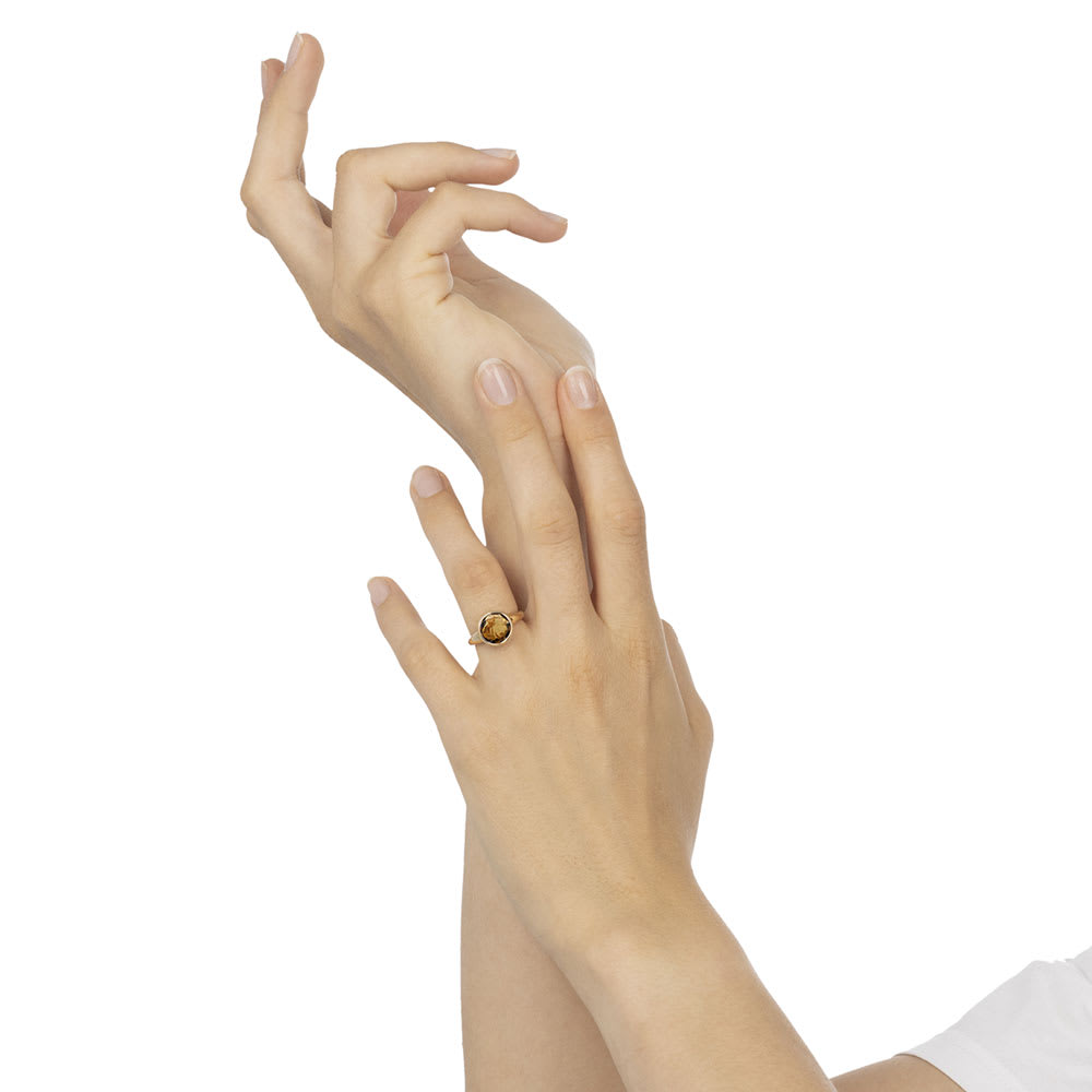 Whiskey Quartz Gemstone Ring