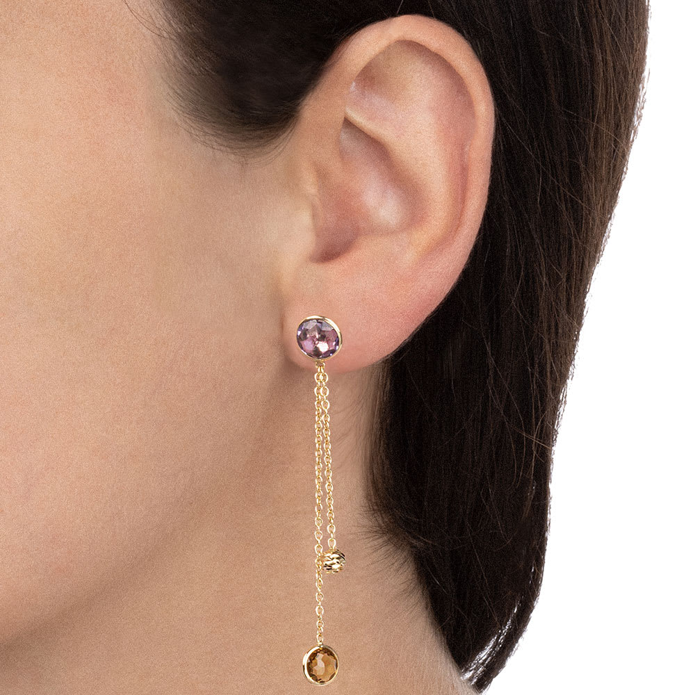 Double Chain Gemstone Earrings