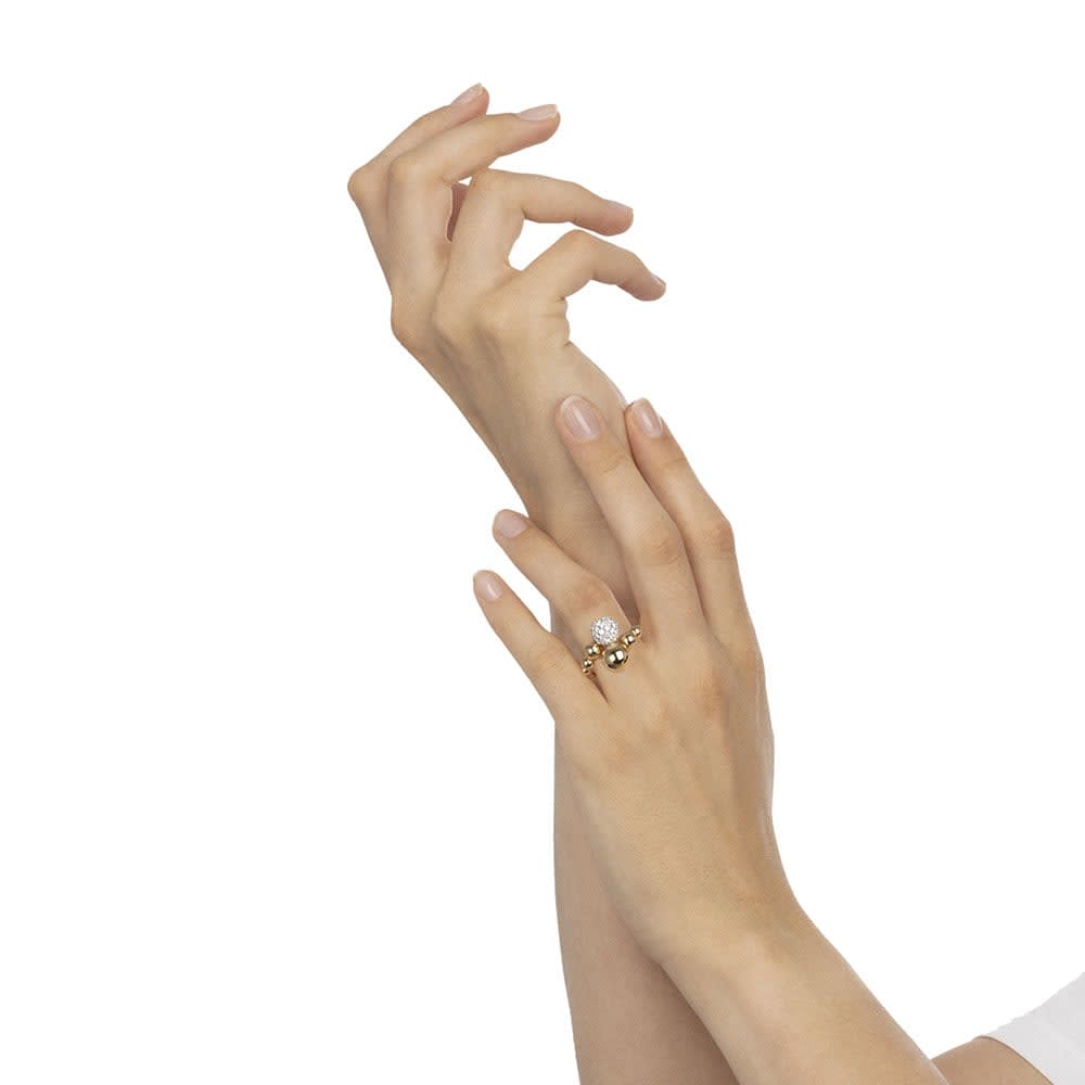 Polished Yellow Gold And Diamond Sphere Ring