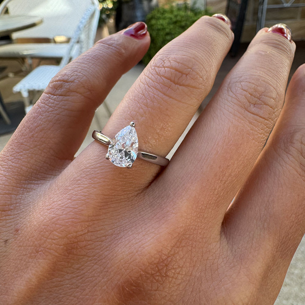Pear Diamond Engagement Pave Ring