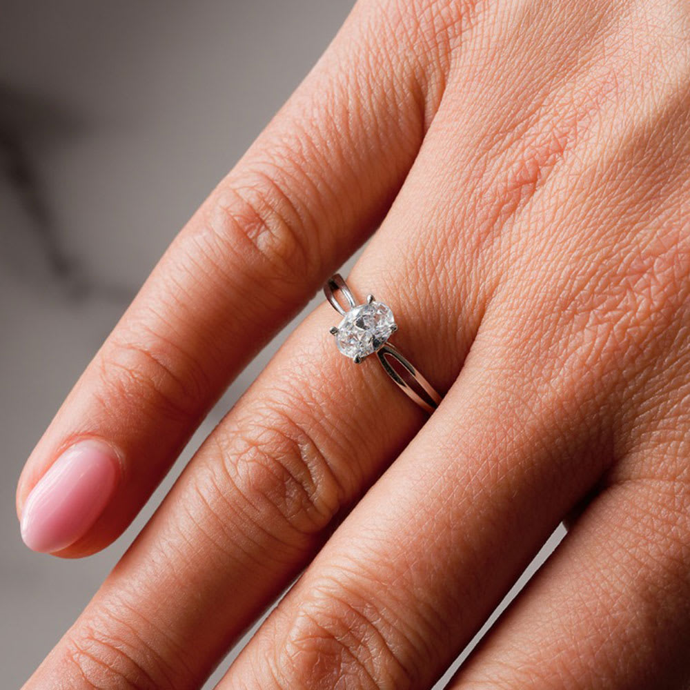 Lab Diamond Solitaire Oval Engagement Ring