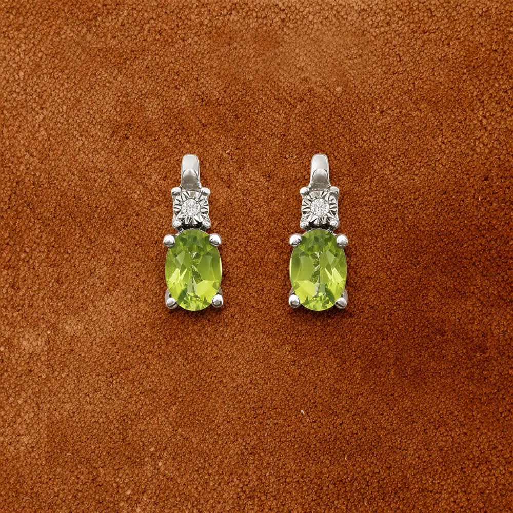 Peridot And Diamond Stud Earrings