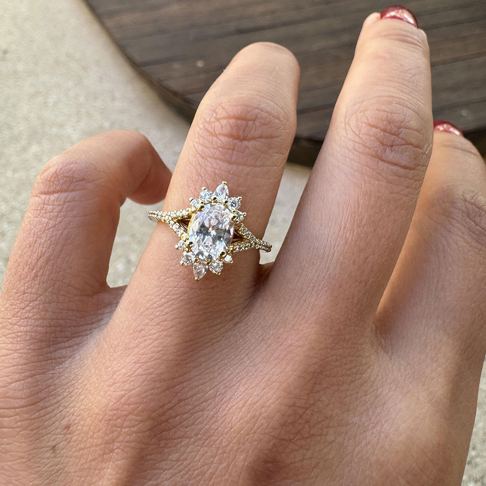 Unique oval engagement ring