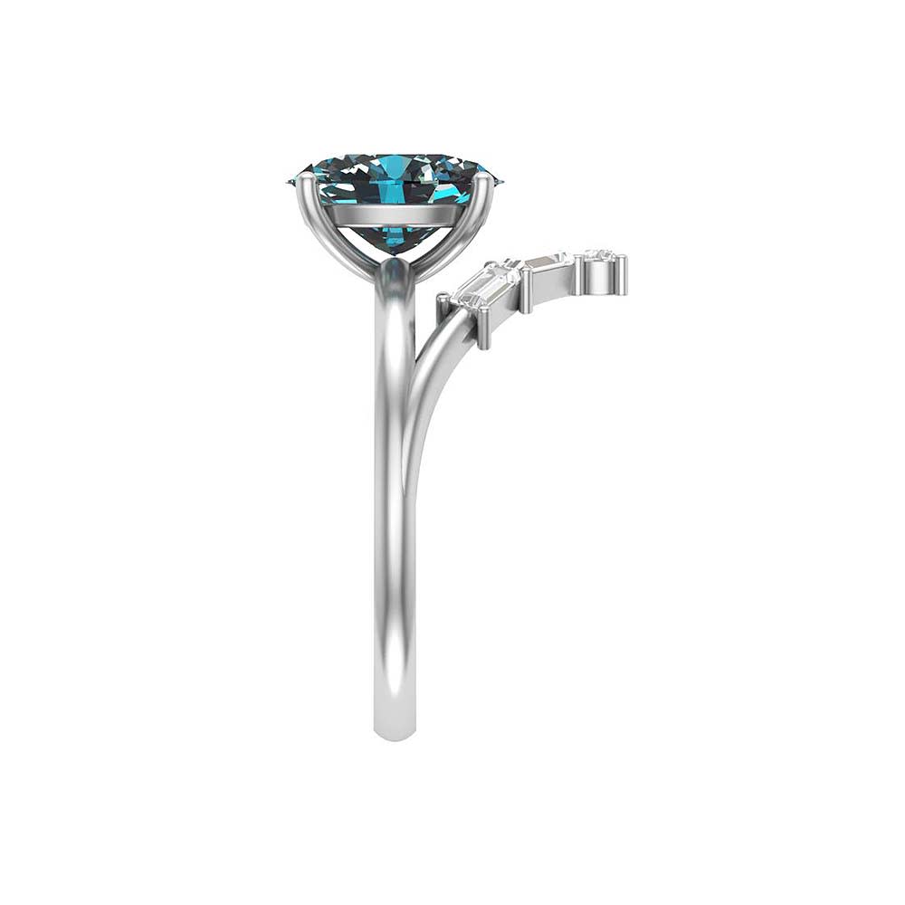 Australian Teal sapphire set with diamonds