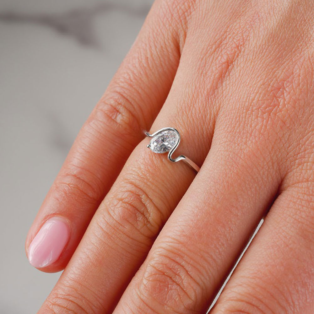 Oval cut wave Lab diamond Engagement ring