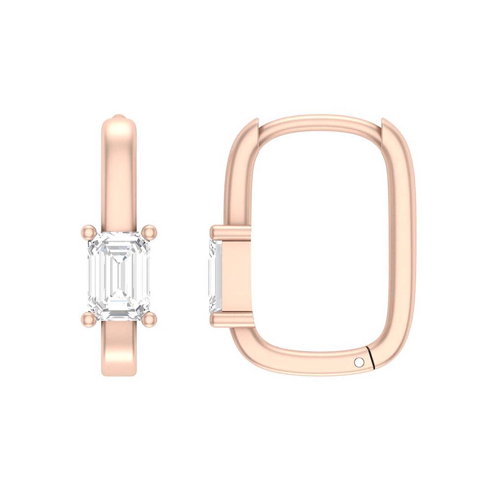 White Topaz in Emerald cut Huggies