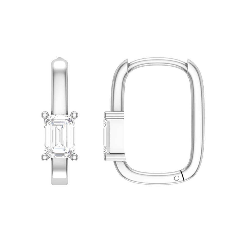White Topaz in Emerald cut Huggies