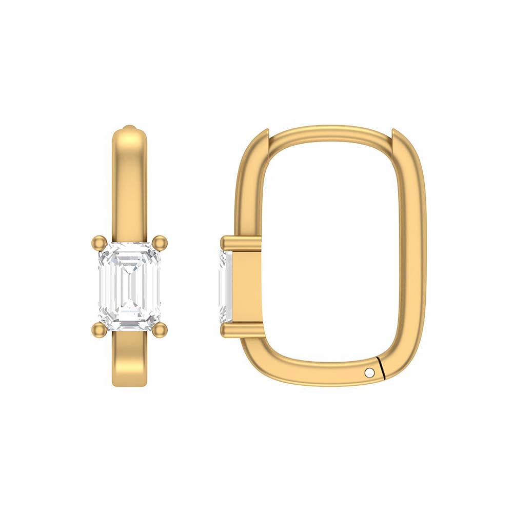 White Topaz in Emerald cut Huggies