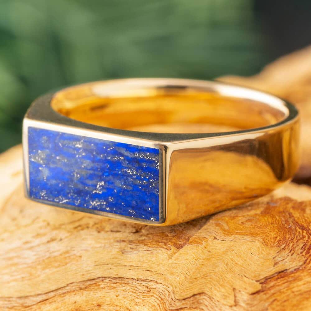 Lapi Lazuli Gold Signet Ring