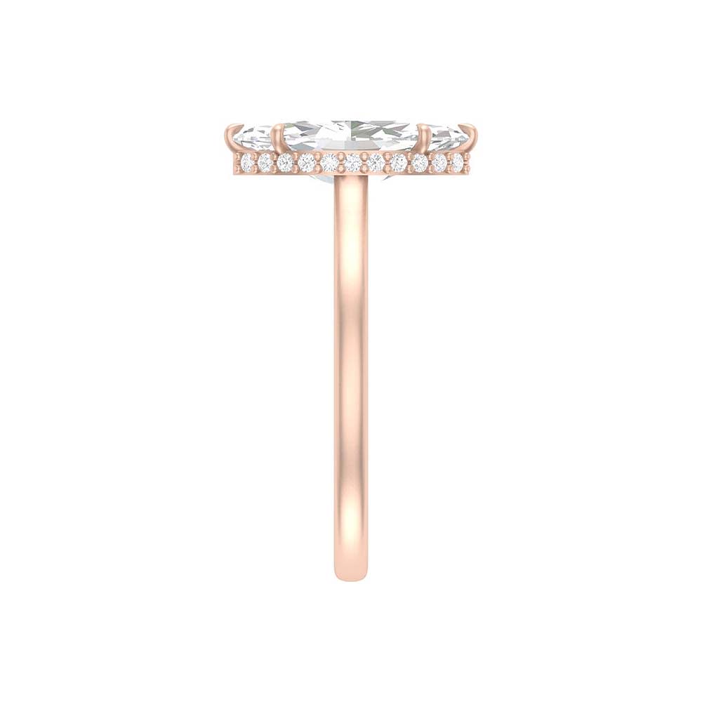 Marquise cut Lab solitaire with hidden halo