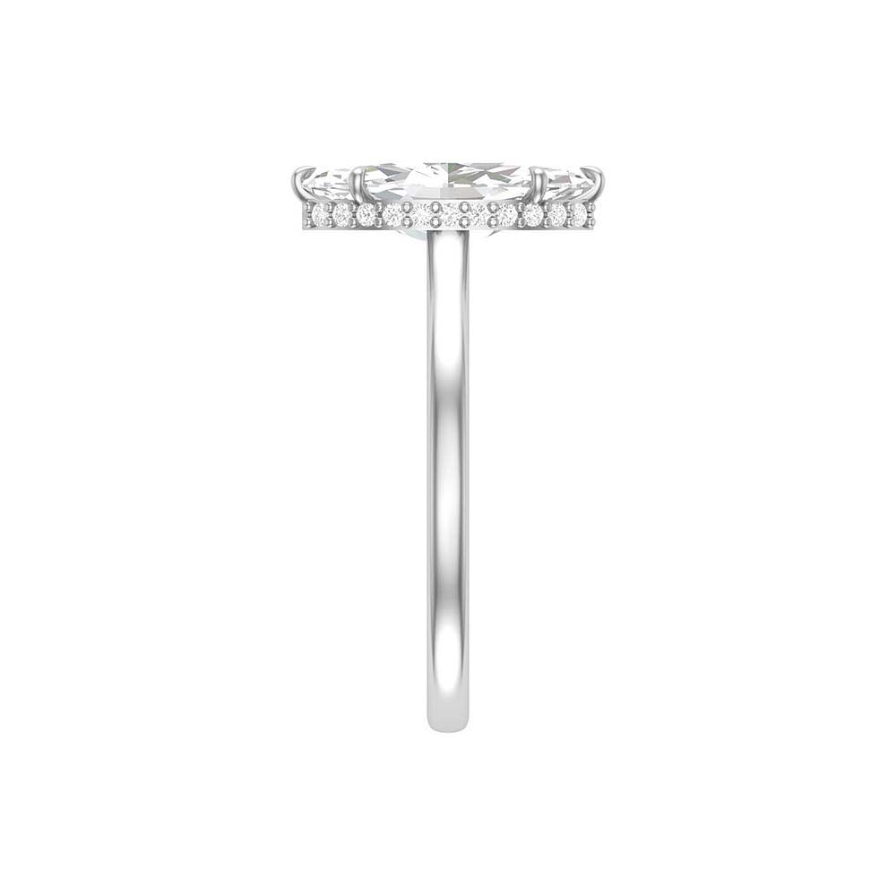 Marquise cut Lab solitaire with hidden halo