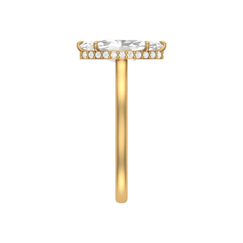 Marquise cut Lab solitaire with hidden halo